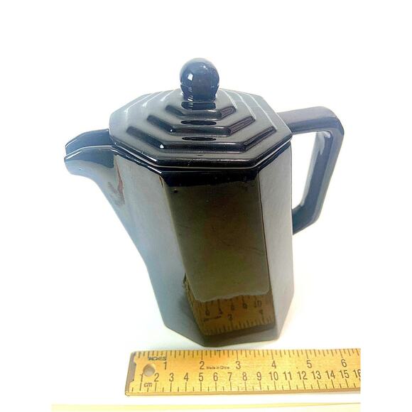 Capodimonte Studio Ceramico Black Porcelain Espresso Tea Pot W/lid MCM Vintage - Picture 8 of 8
